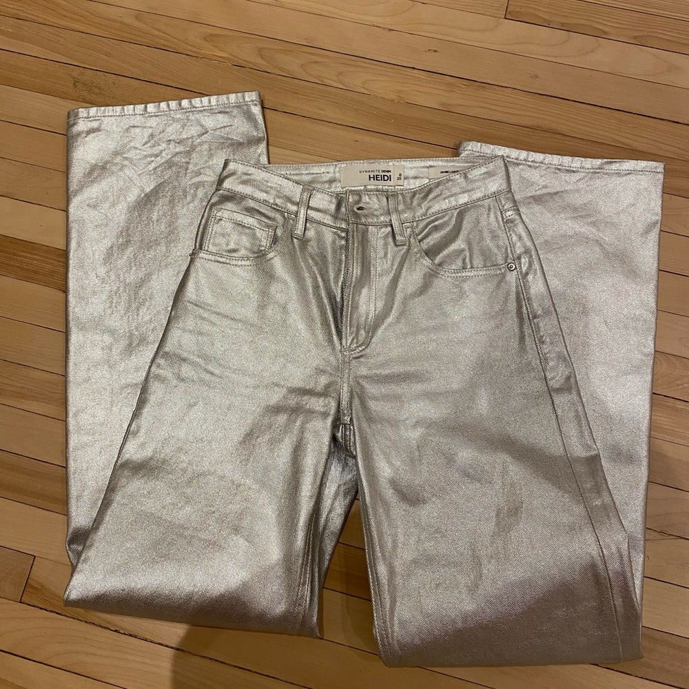 Dynamite Heidi Metallic Silver Jeans